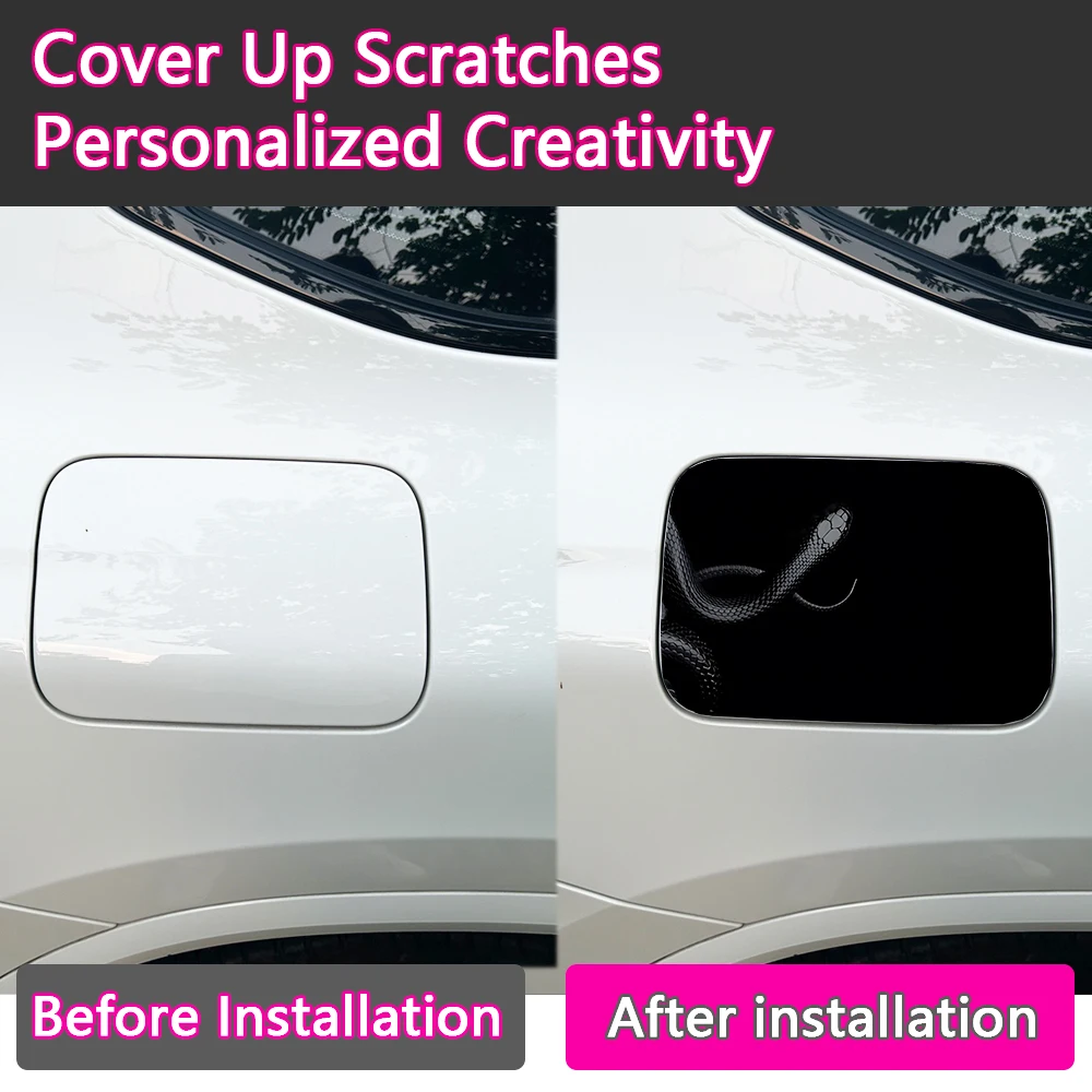 1Piece White Snake Black Viper Waterproof Car Fuel Tank Cap Sticker Sunscreen Decal Car Stickers
