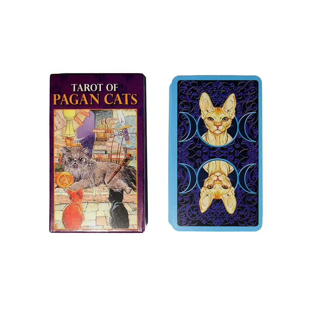 Tarot in French.Tarot of Pagan Cats in Spanish with Book English Italian Portugal German Tarot Cards for Beginners