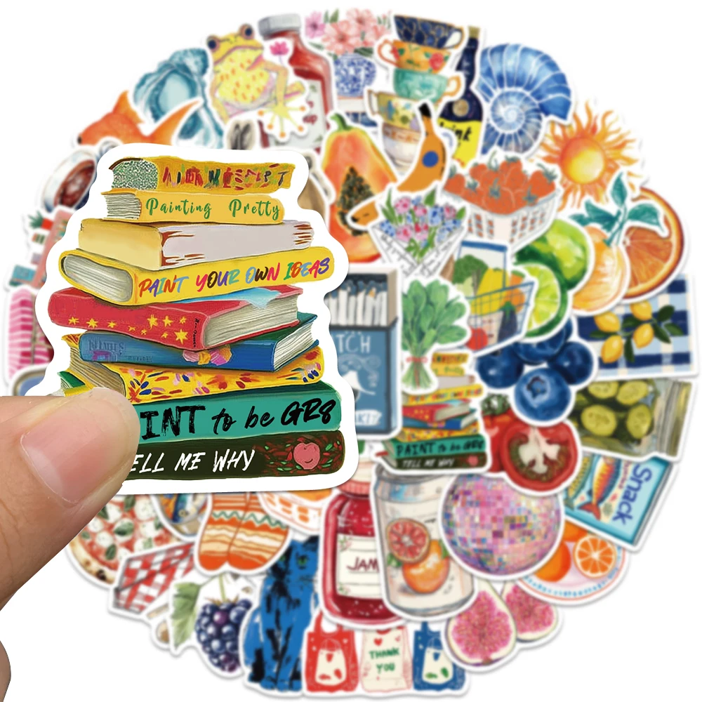 50개입 미학적 수채화 음식 생활 스티커 방 장식 빈티 - Phone Accessories For Kids 리뷰 및 가격