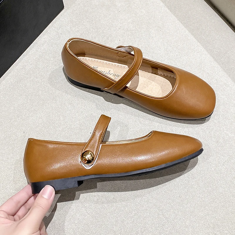 Casual Women's Shallow Mouth Autumn Dress Flat Shoes Women's Square Toe 2024 Hot Selling Autumn and Summer Casual Buckle Belts