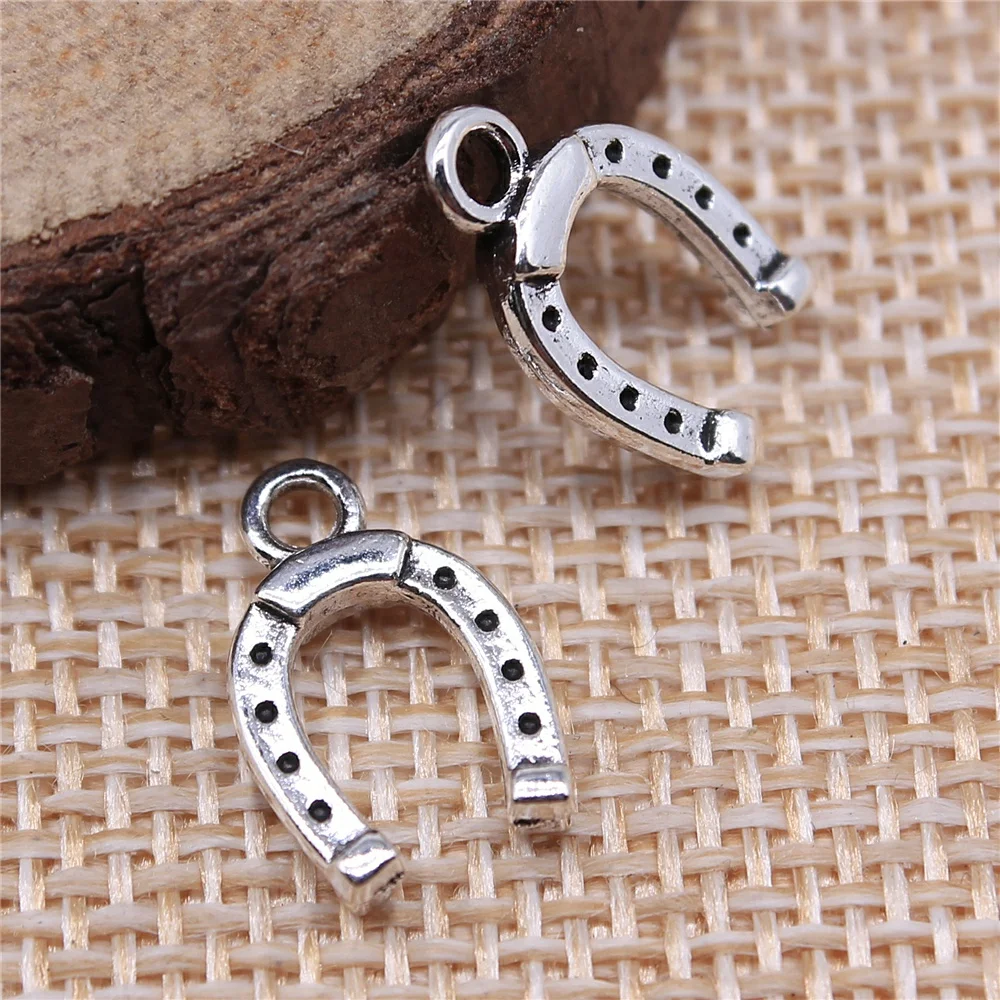 WYSIWYG 40pcs 14x9mm Horseshoe Pendants 2 Colors Horseshoe Pendant Lucky Charm Lucky Horse Shoe Pendant