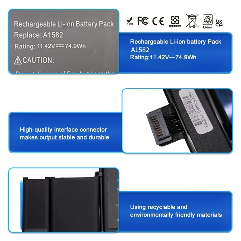A1582 Battery For Apple MacBook Pro 13" Retina A1502 2013 2014 2015 Year  + 24-Month warranty