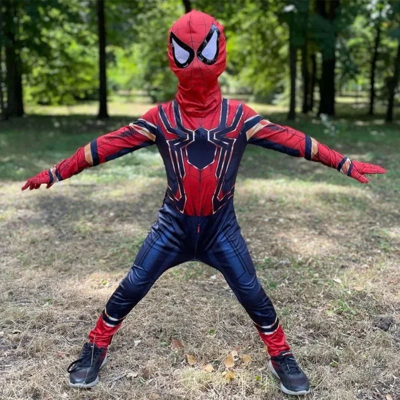 SN55Marvel's Spider Man Iron Suit 3-13 anni Ragazzi Costumi Cosplay Spiderman Nuovo vestito Spandex Bambini Compleanno Natale G @ 54WE