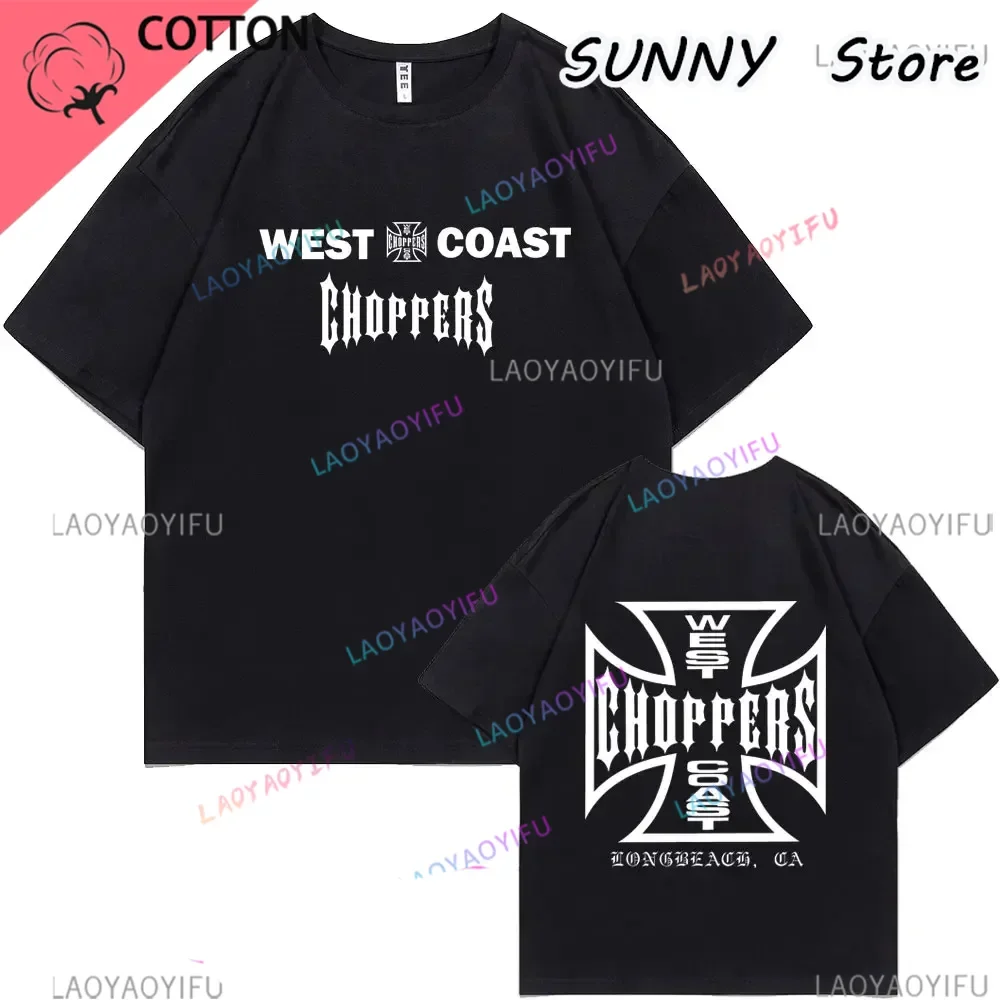 2024 New Vintage West Coast Choppers T Shirts Male Casual Pure Cotton T-shirt Men Women's Hip Hop Fashion Oversized Streetwear