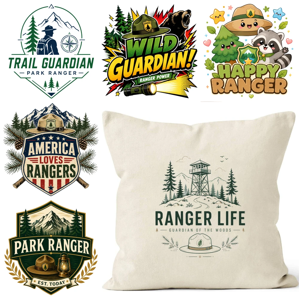 6 Pcs Ranger Life Iron on Transfers Iron On Transfer Patches casual style. for clothing, T-shirts, jeans, backpacks, hats,