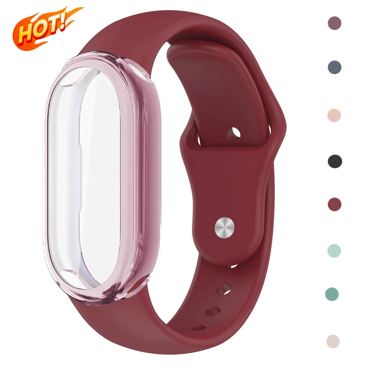 Funda + Cristal + Correa de Silicona para Xiaomi Mi Band 10 9 8 y Protector de Pantalla de TPU, Funda Protectora para Mi Band 8 9 10