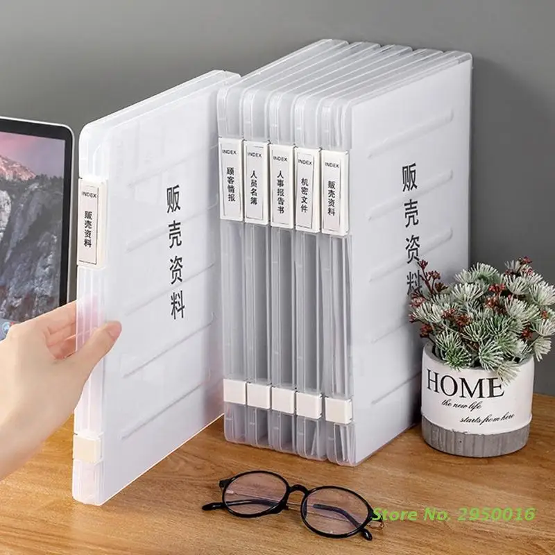 A4 File Box Clear Document Storage Case Portable Project Case A4 Paper Organizer for School Office Travel Storage Box