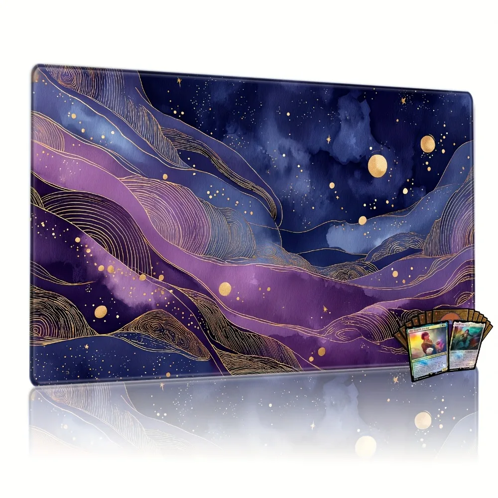 one piece playmat Purple and gold star pattern game mat, compatible with TCG. Also compatible with CCG, RPG, etc. of collectible