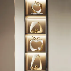Golden Hollow Ceramic Handicrafts, Apple Model Sculptures, Crystal Balls, Foyer, Wine Cabinet, Interior Decoration Accessories