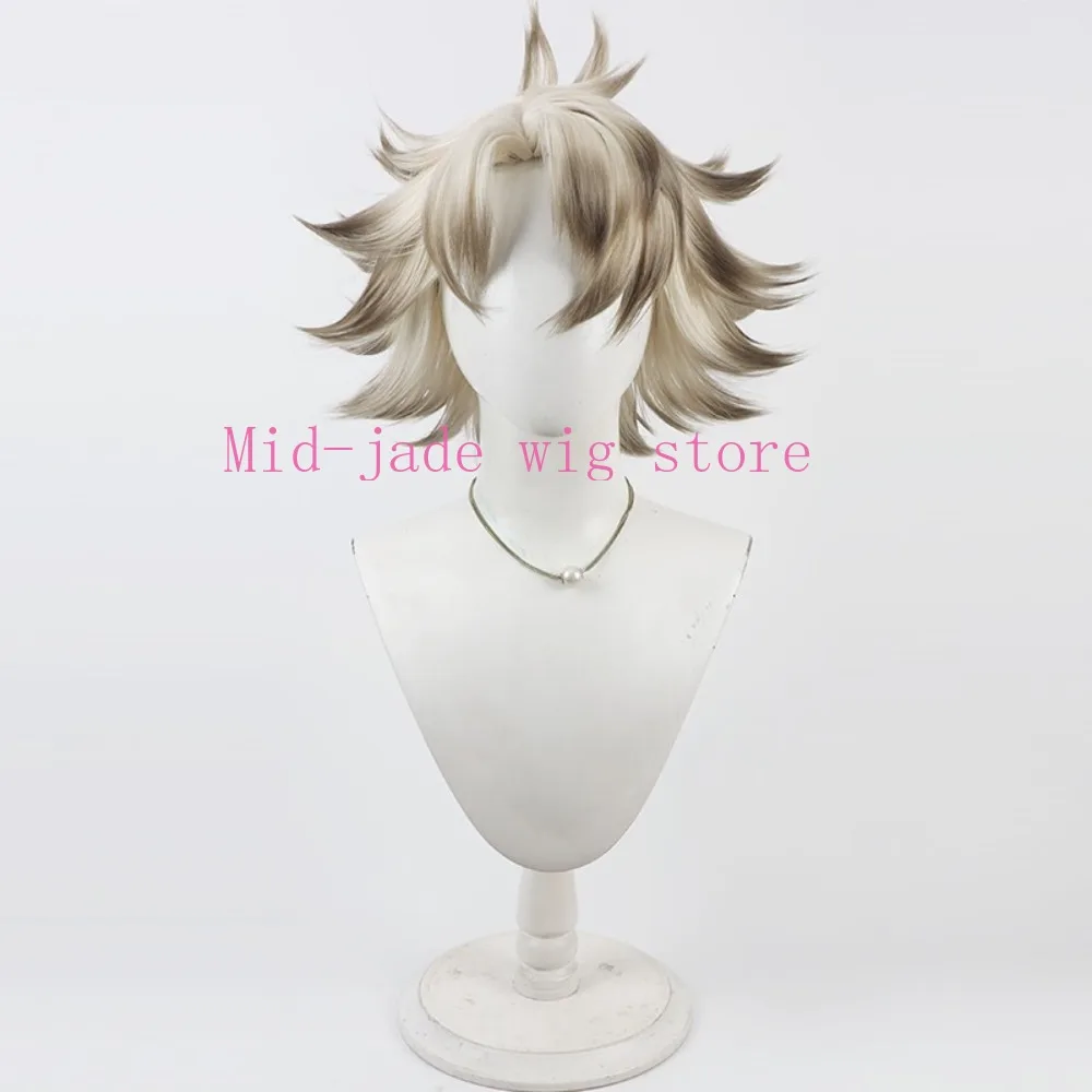 Ludo Cosplay Wig Deep Brown Hair White Highlight Spiky Texture Synthetic Fiber Hairpiece for Anime Expo Halloween Night Festival view 6