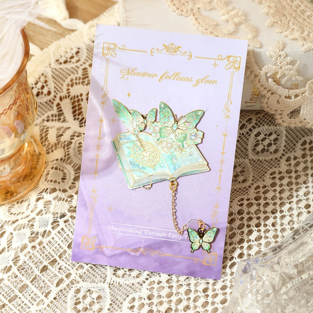 Exquisite Fairy Tale Metal Bookmark with Chain Pendant Creative Page Marker for Books School Stationery Gift Students Teachers