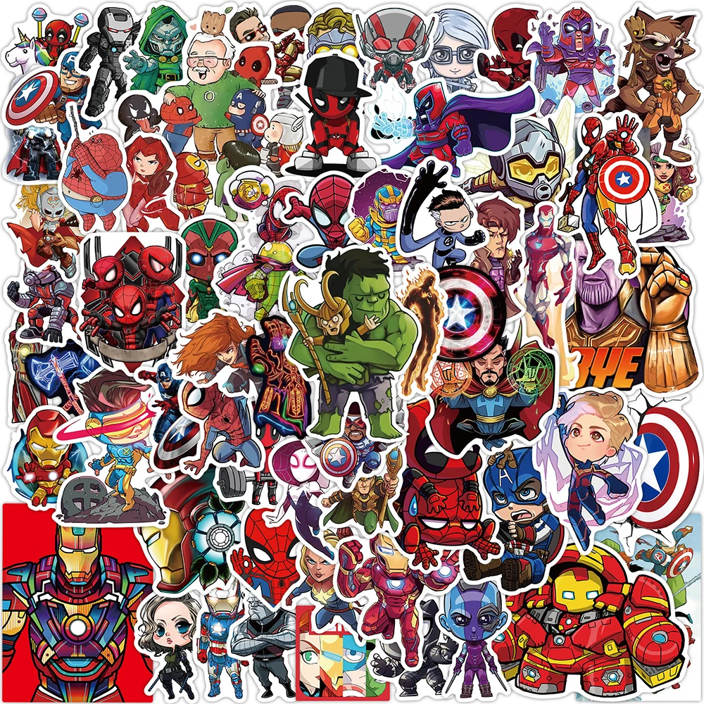 

10/30/65PCS Disney Marvel The Avengers Cute Super Hero Cartoon Stickers Graffiti Decals Phone Laptop Bike Decals Kids Toys Gift