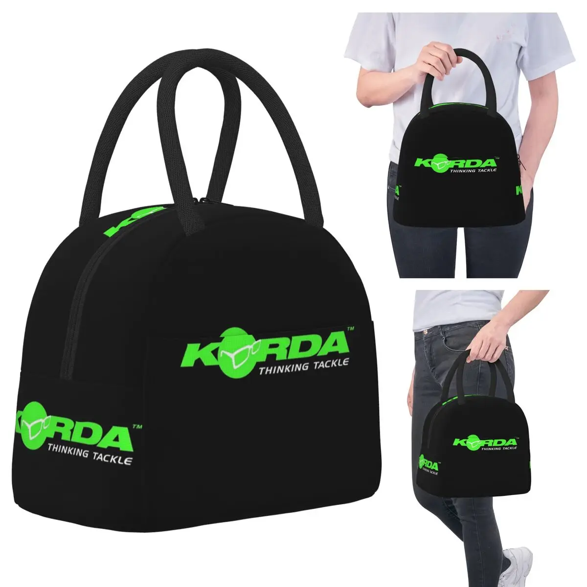

Korda Fishing Logo Lunch Bags Insulated Bento Box Portable Lunch Tote Leakproof Picnic Bag Thermal Bag for Woman Girl Travel