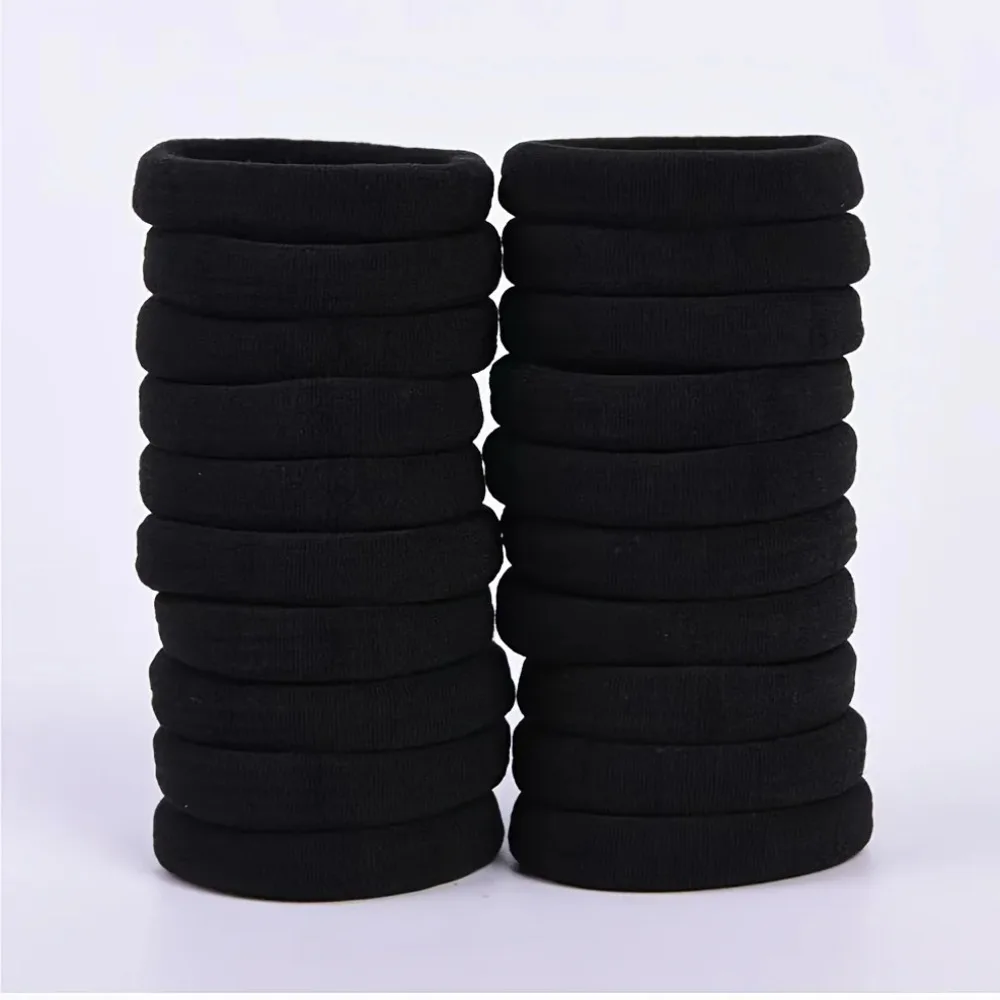 

50 Pcs Black Hair Ties & Scrunchies Set, High Elasticity No-Slip Ponytail Holders for Women Men Girls, Hair Bands Accessories