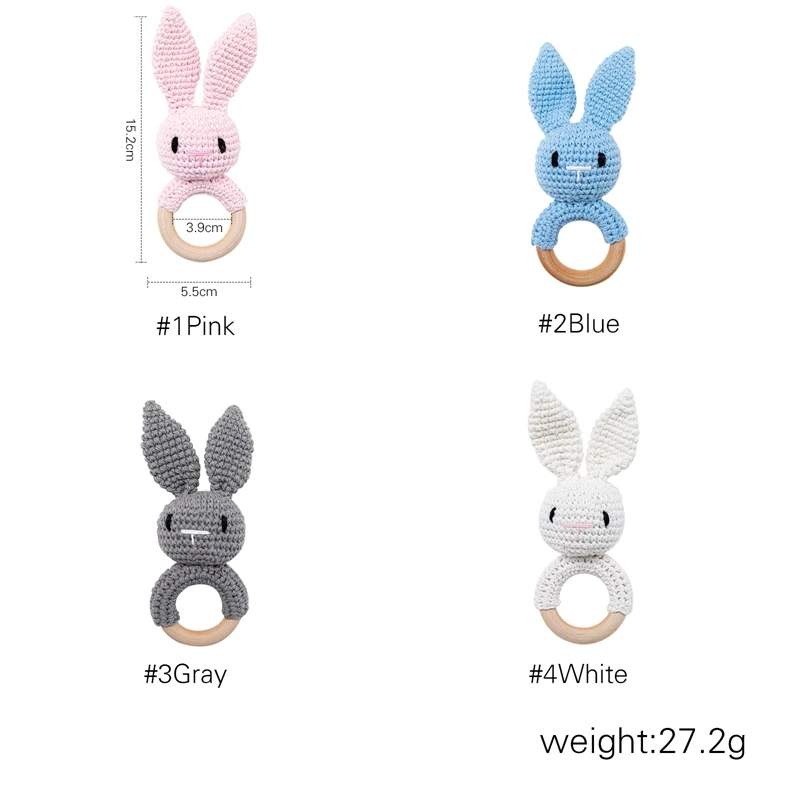 طفل الكروشيه الحيوان حشرجة ألعاب خشبية للأطفال BPA الحرة الخشب حشرجة الطفل عضاضة عربة لعبة تعليمية لعبة الوليد هدية #6