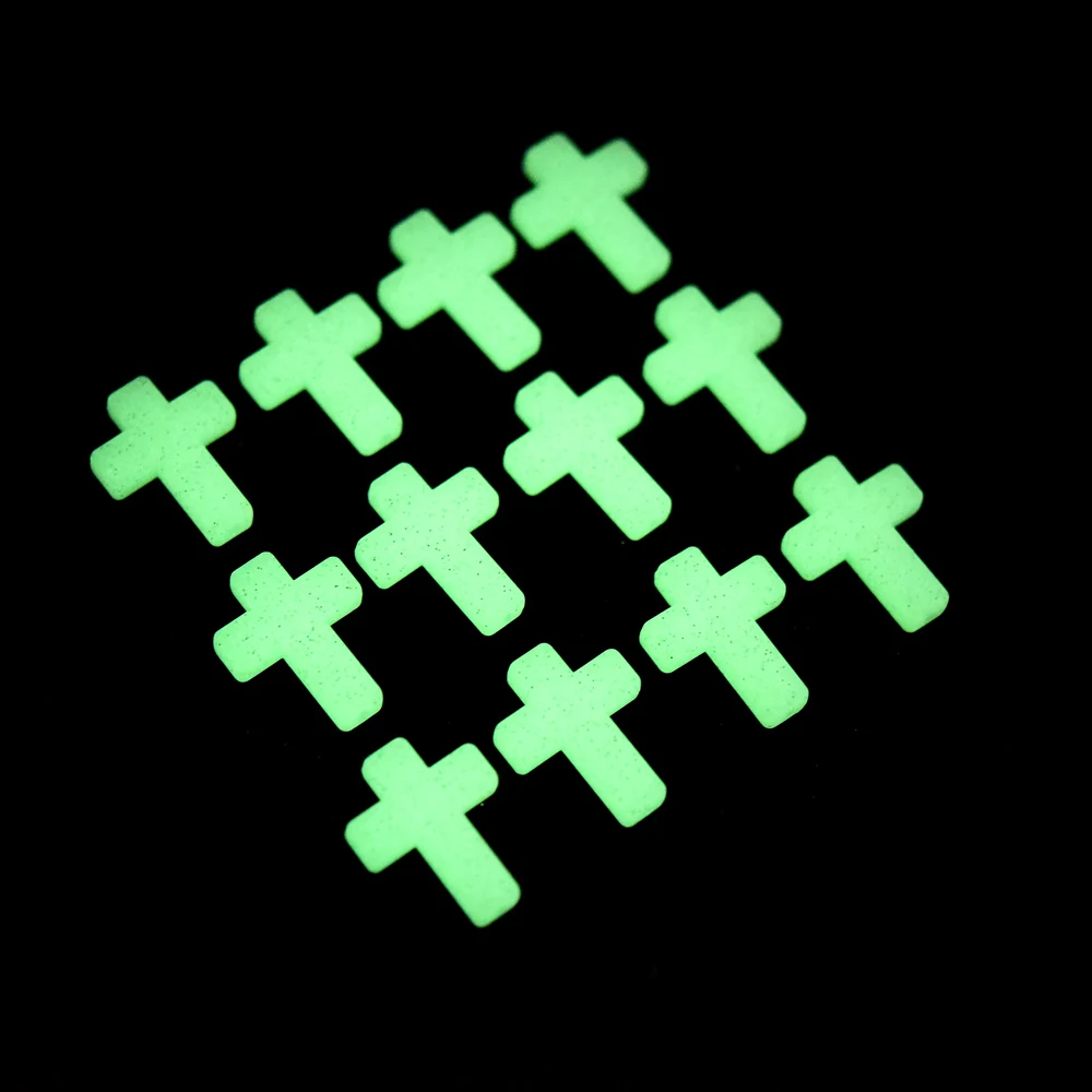 10Pcs Silicone Cross Luminous Beads with Fine Glitter Spacer Loose Beads Jewelry Accessories Phone Chain Making Diy Material