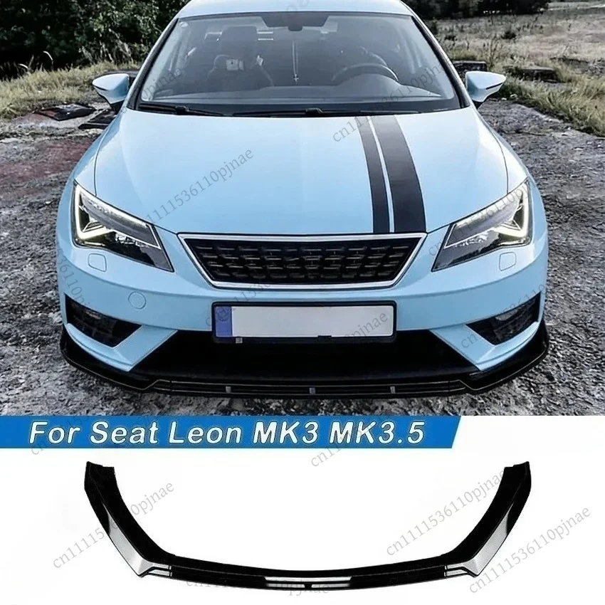 For Seat Leon 3 MK3 MK3.5 5F TDI TSI ST SC 2012-2019 Front Bumper Spoiler Diffuser Lip Lower Splitter Guard Body Kit Gloss Black