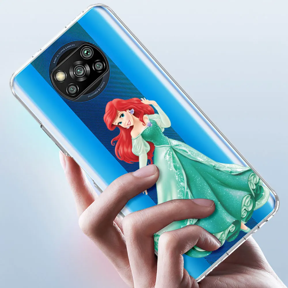 Mermaid Princess Ariel Case for Xiaomi Poco X6 M3 X4 X5 F3 X3 NFC F4 GT M5 M5s Pocophone F1 F5 M4 F2 Pro TPU Soft Phone Cover