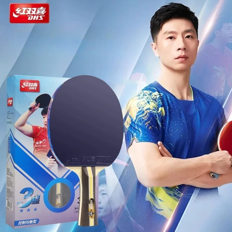 

DHS Table Tennis Racket Bottom Plate 7-layer Pure Wood Offensive Adult Students Pingpong Racket for Club Training H3002 H3006