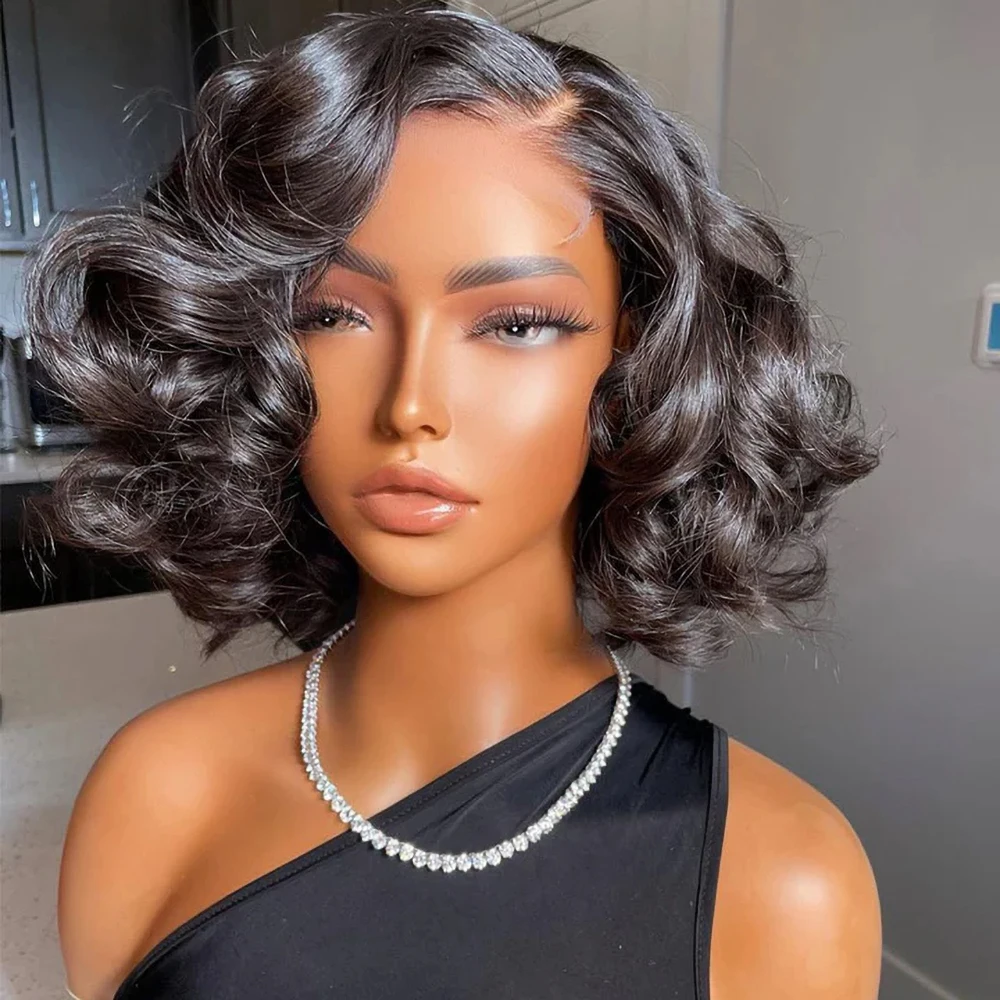 

Bob Wavy Wigs Human Hair Loose Body Wave Lace Front Wig 13x4 Lace Frontal Human Hair Wigs For Women Short Bob Human Hair Wigs