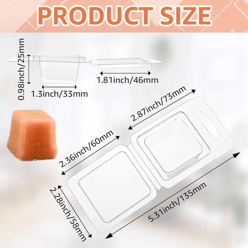 150Pack Wax Melt Container 1.3 Oz Plastic Wax Melt Set For Wax Melts Clear Wax Flip Top, Empty Candle Melt Easy To Use Square