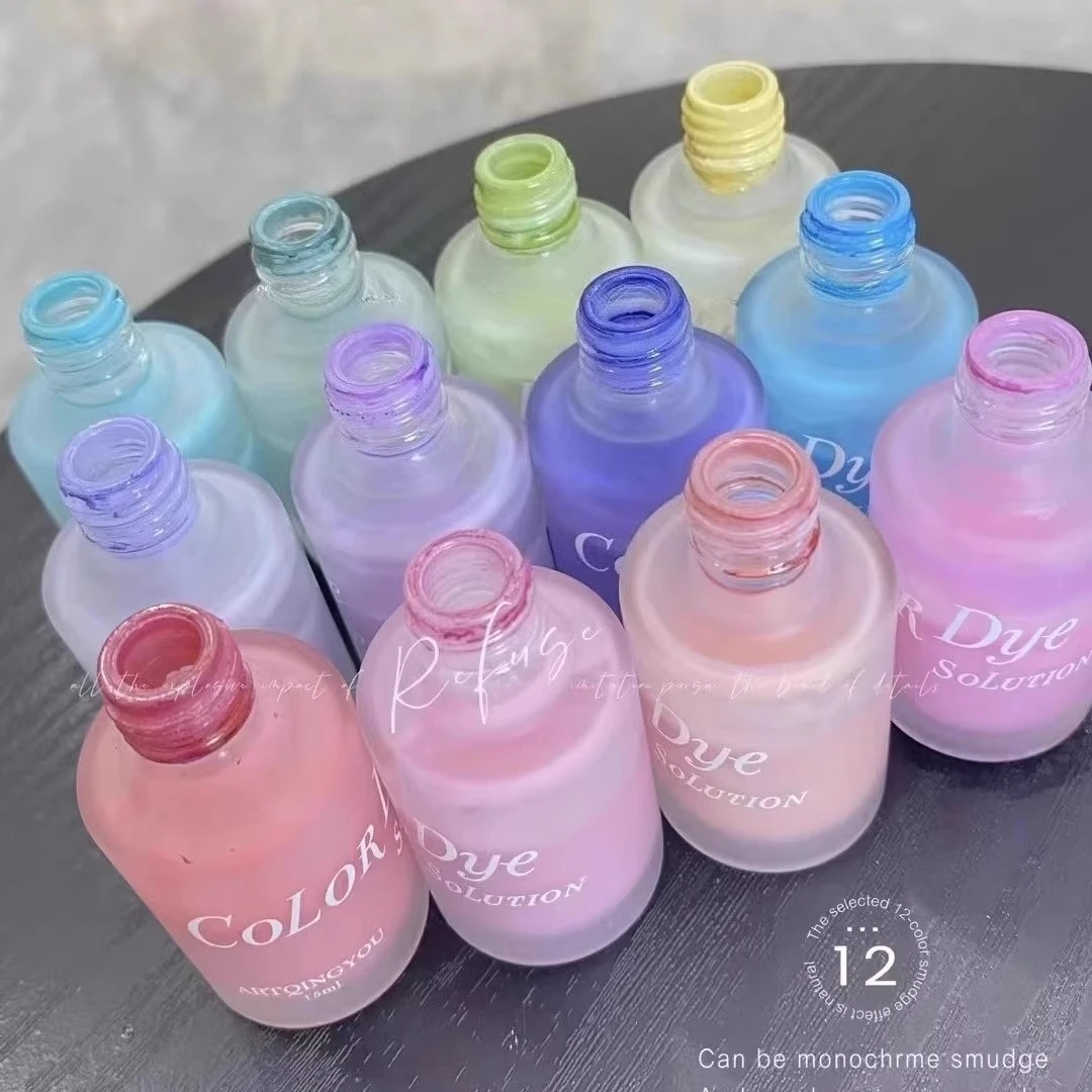 12 farben Nagel Farbe Blühende Flüssigkeit Wirkung Gel Nagellack Salon Candy Farbe Nail art Kit Salon Professionelle Gradienten Eintauchen gel