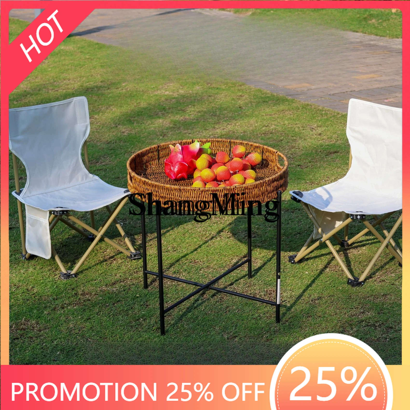 

Новый изысканный премиальный портативный складной стол для пикника на открытом воздухе из искусственного ротанга, чайный столик для двора и сада от SM