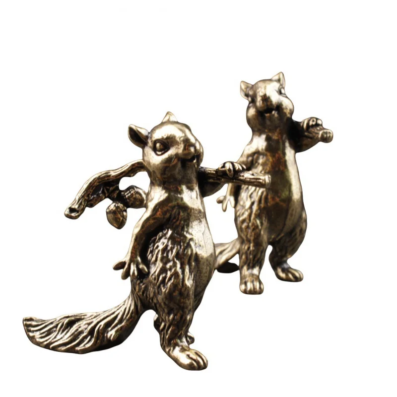 زخرفة مكتب مكتب من النحاس الصلب، زينة مضادة للسنجاب، شاي برونزي، هدية حرفية للحيوانات الأليفة، قطعة محمولة #5