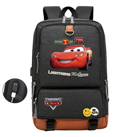 Lightning Mcqueen Back To School Student Book Bags Cars Schoolbags Canvas Men Travel USB Backpack Women Mochila