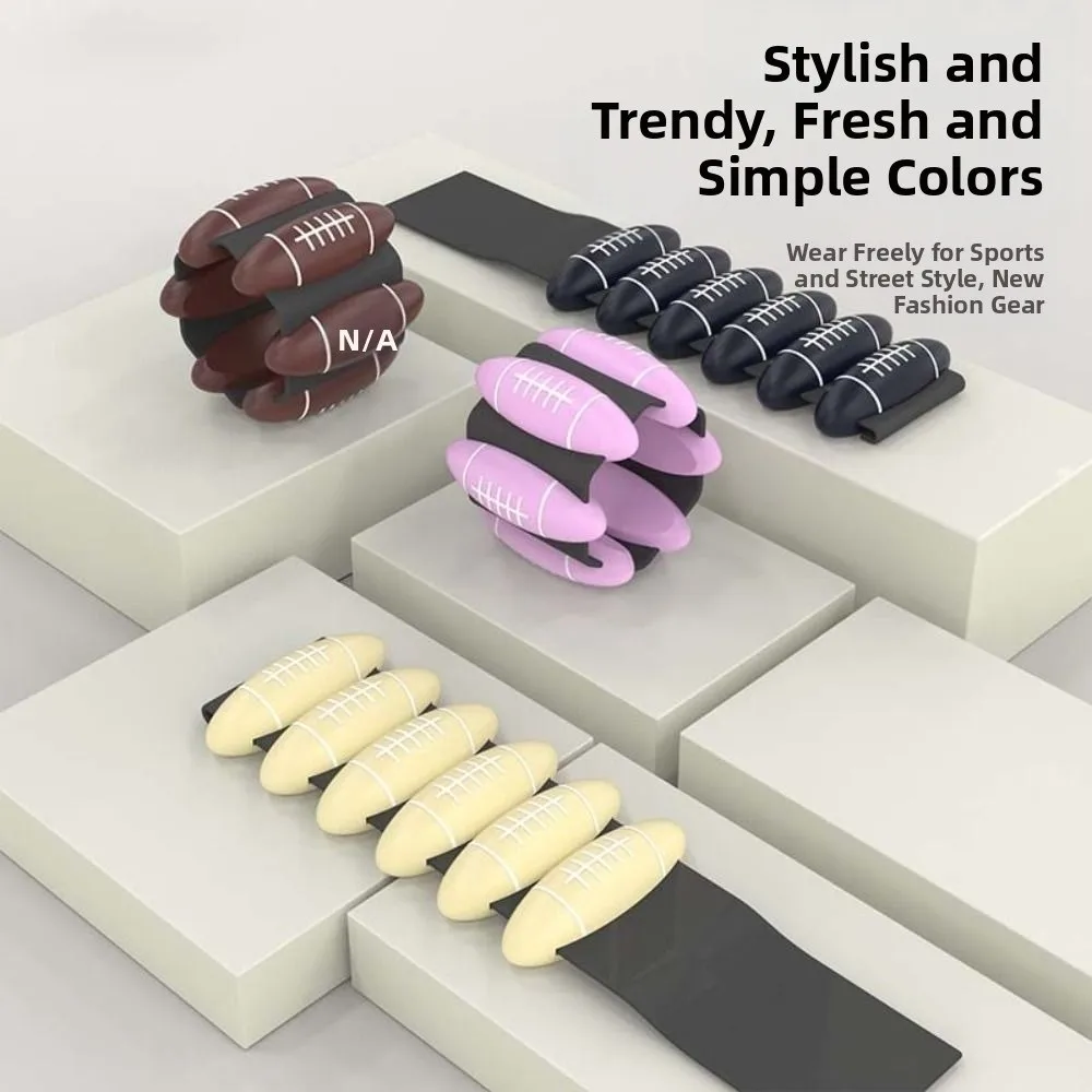 1-ペアラグビーボール形状リストウェイトブレスレット-2-lb-重量調節可能な加重リストストラップシリコーン防汗
