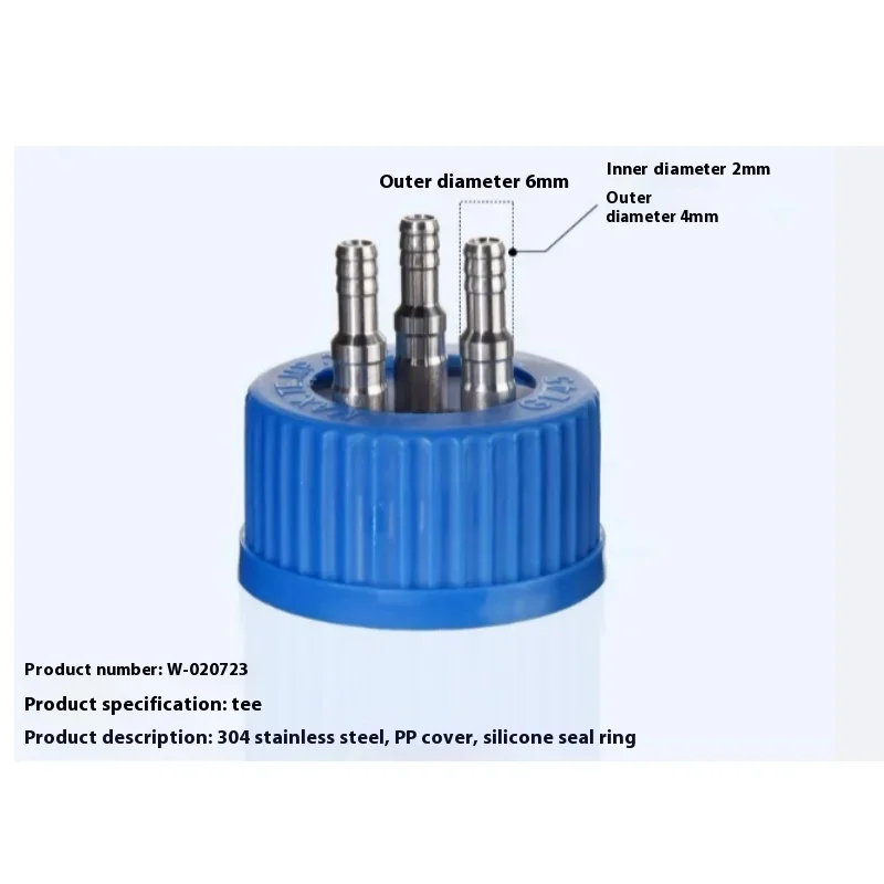 Blue Sampling Bottle Cap 1/2/3/4 Hole Single Pass Double Pass Laboratory Threaded Mouth Reagent Bottle Stainless Steel Cap