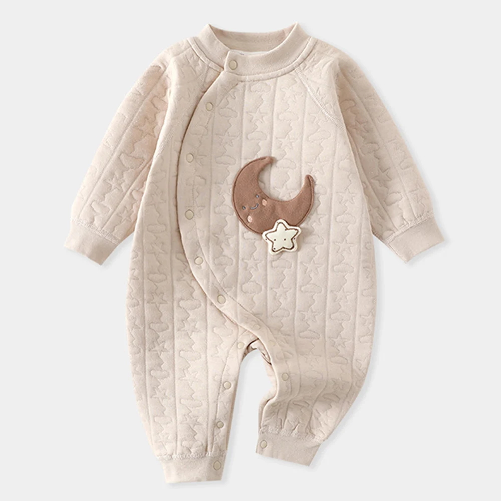 Unisex Newborn Clothes 0 To 3 Months Quilted Warm Autumn Winter Infant Jumpsuit Long Sleeve Romper For Boys Girls