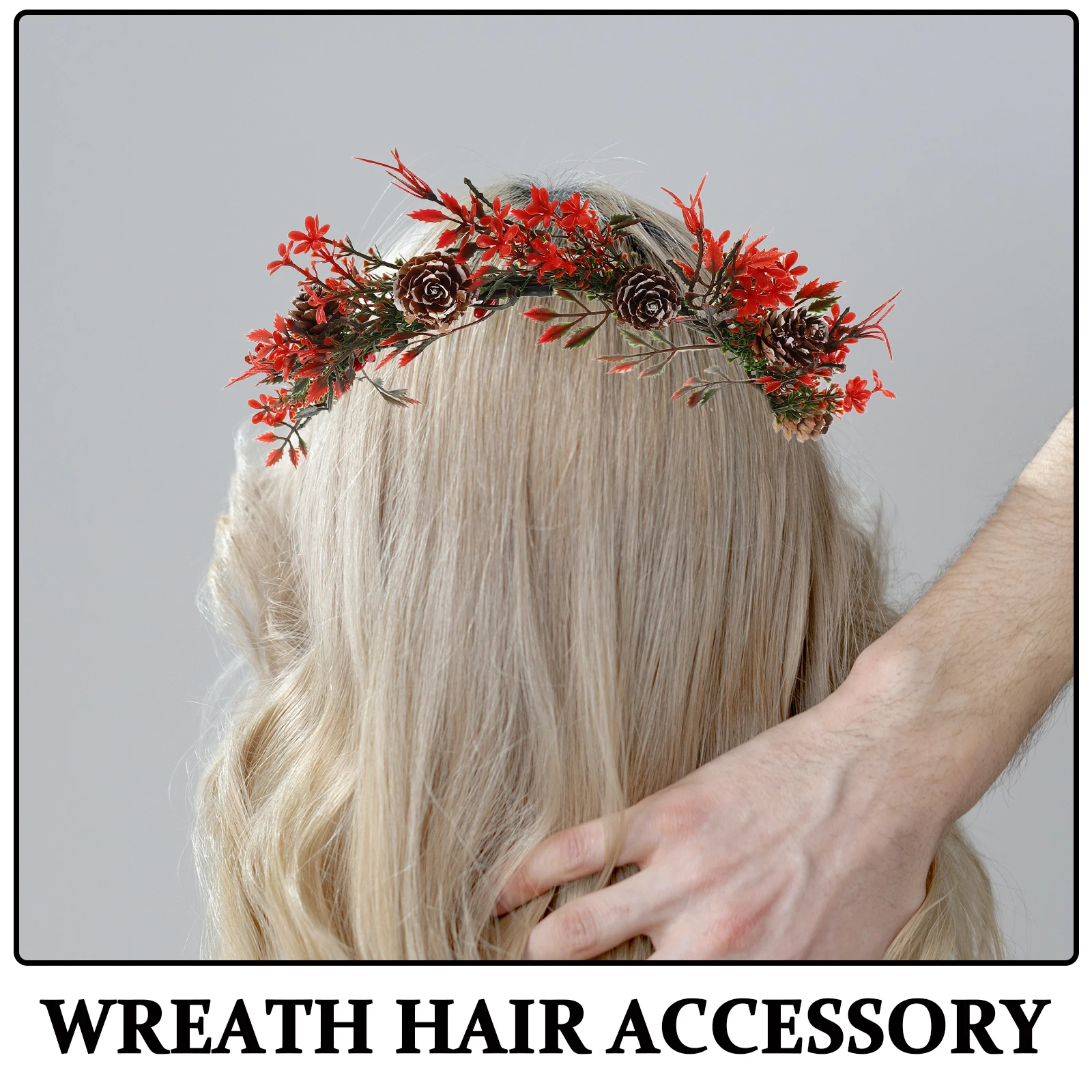 Flower Crown Hair Accessories Red Berry Pine Floral Headpiece For Christmas Wedding Party Prom Photo Shoot Holiday Bridal