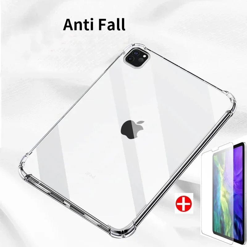 Silicone Shockproof Transparent Tpu Cover For iPad Pro 11 10.2 2024 2017 2018 ipad Case 9.7 Air 5 3 2 1 Mini 7 6 Back Covers Bag