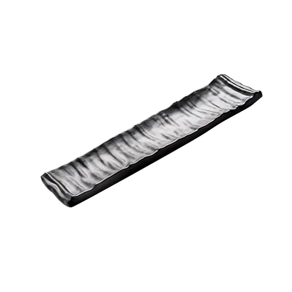 Rectangular Black Melamine Plate Sushi Salad Platter Durable Tableware for BBQ Party Hotel Use
