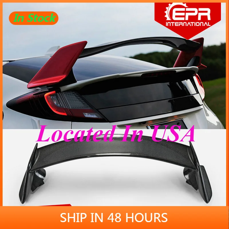 For Civic Type R FK2 2015-2017 OEM Carbon Fiber Rear Spoiler (5 Door Hatch) FK2 Carbon Rear Wing Trim Body Kit Racing Part