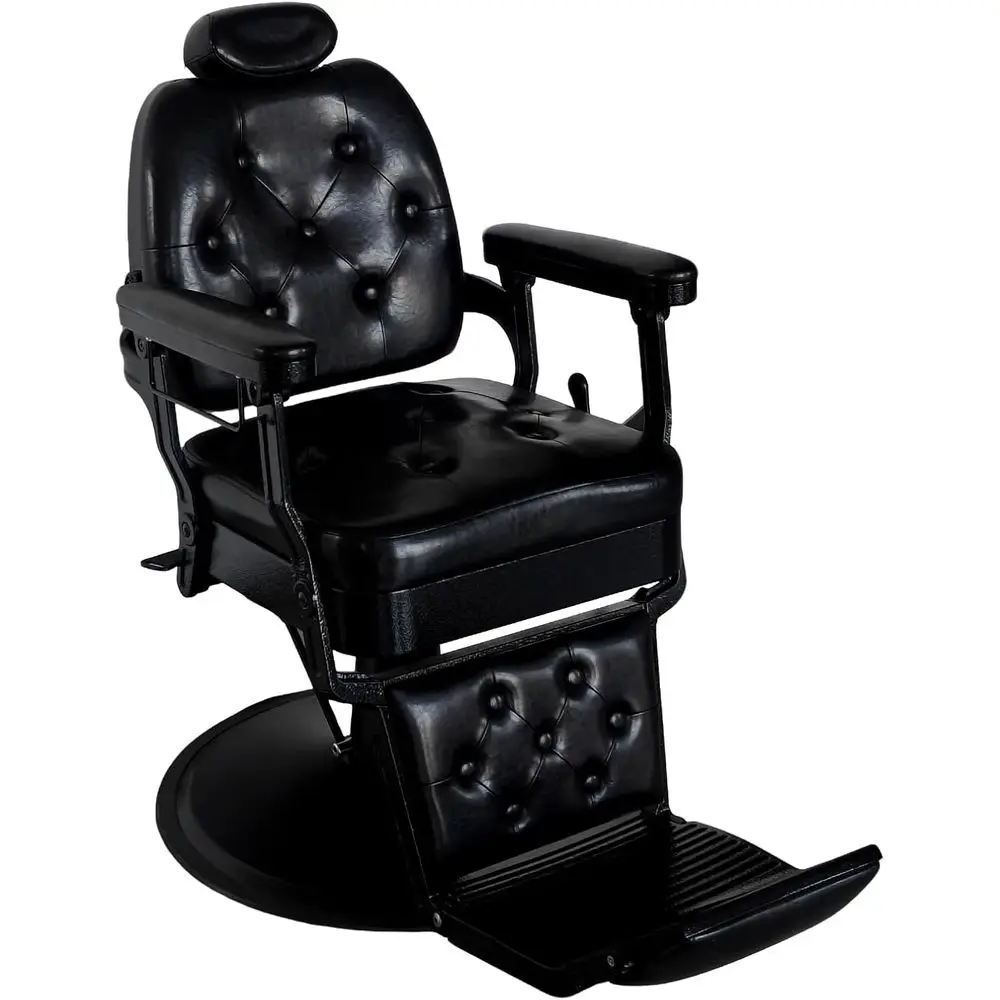 Industrial Hydraulic Pump Chair - 450 lb Capacity, Smooth Recline, Vintage Style for Barber & Tattoo Shops