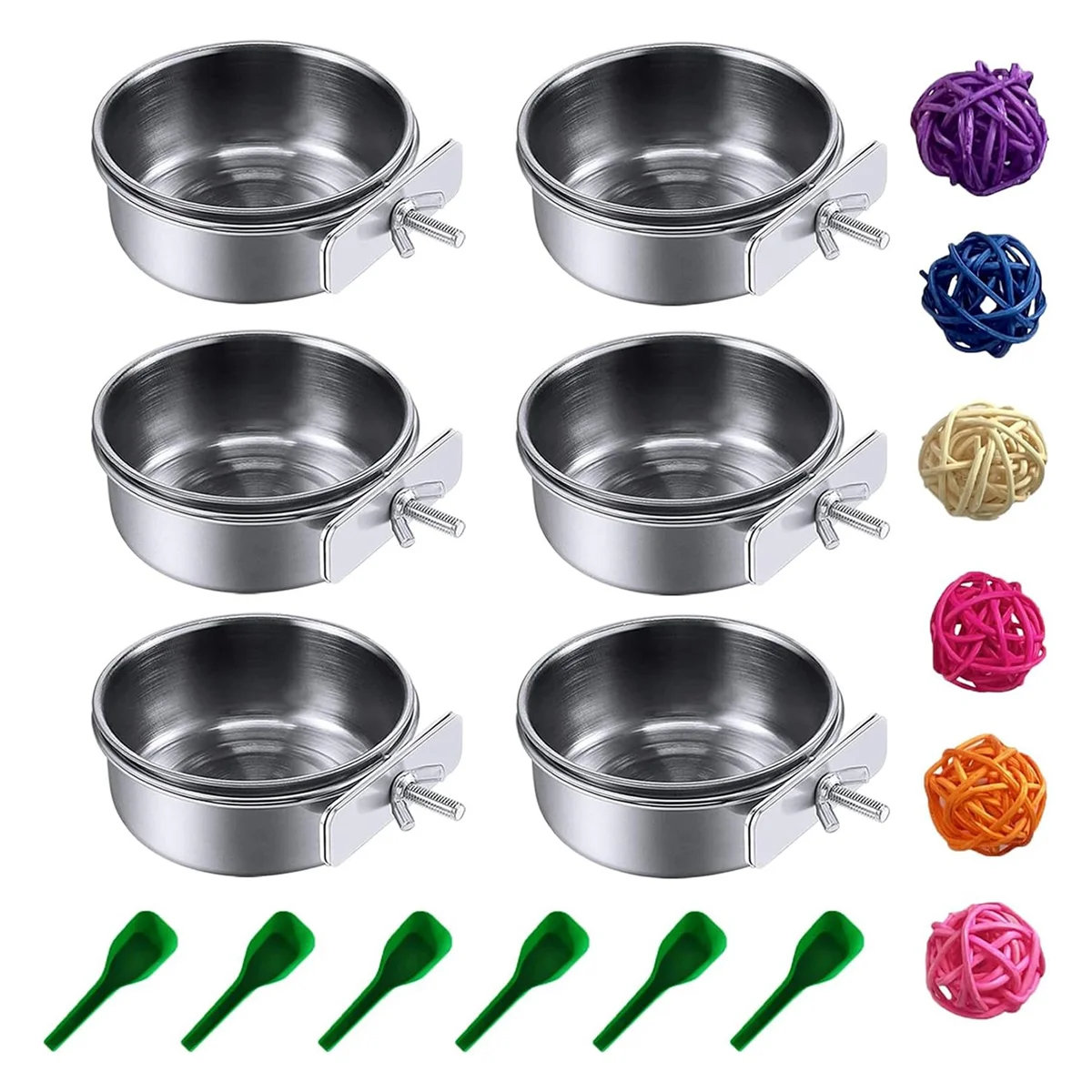 

Bird Feeding Dish Cups 6 Pieces Stainless Steel Bird Feeding Dish Cups, Parrot Feeder