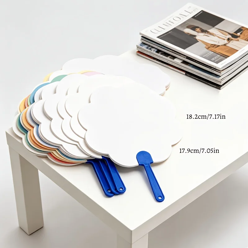 Blank White Paper Fans 10/20pcs, Detachable Plastic Handle, Easy to Paint Folding Fan for DIY Craft Wedding Party