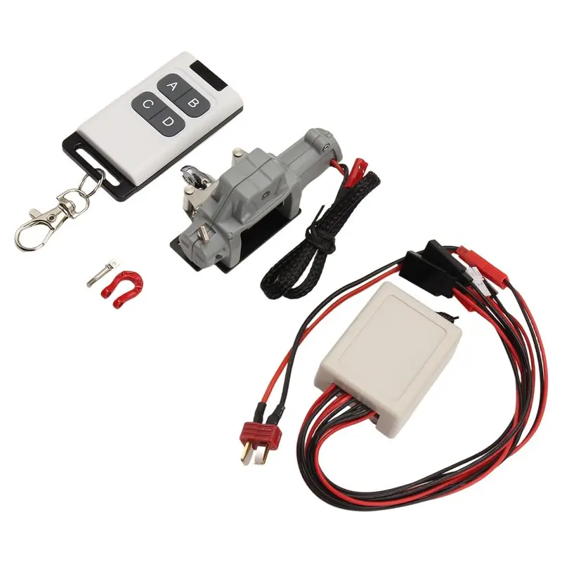 YSUN-New 1/10 Scale Car Model Climbing Car Rescue Metal Winch With Multifunctional Remote Control For 1/10 RC Crawler Titanium C