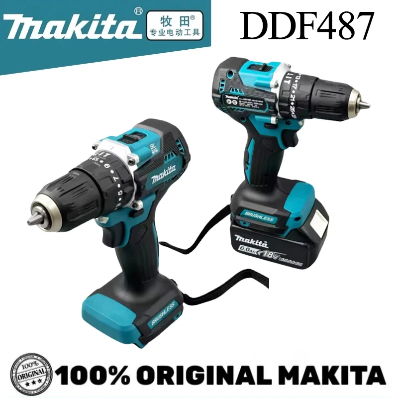 

Makita Original DDF487 Cordless Driver Drill Brushless Electric Impact Screwdriver 18V Rechargeable Power Tool