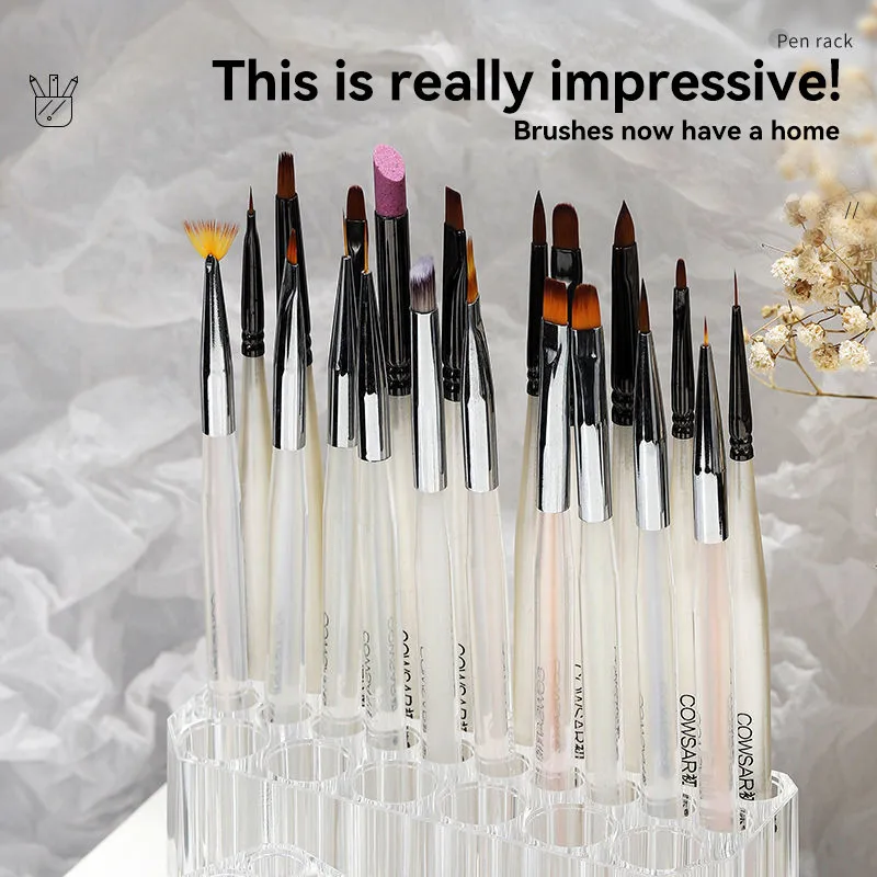 26 Holes Acrylic Nail Brushes Organizer Nail Art Kit Storage Tools Makeup Cosmetics Pen Display Case Holder Holder Showing Shelf view 5