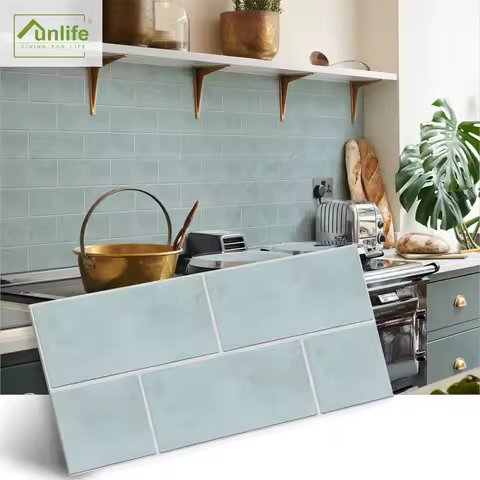 30x15cm Seafoam Green Wallpaper Thick Tile stickers Wall Stickers Self-Adhesive Easy To Clean Waterproof Kitchen Bathroom Decor