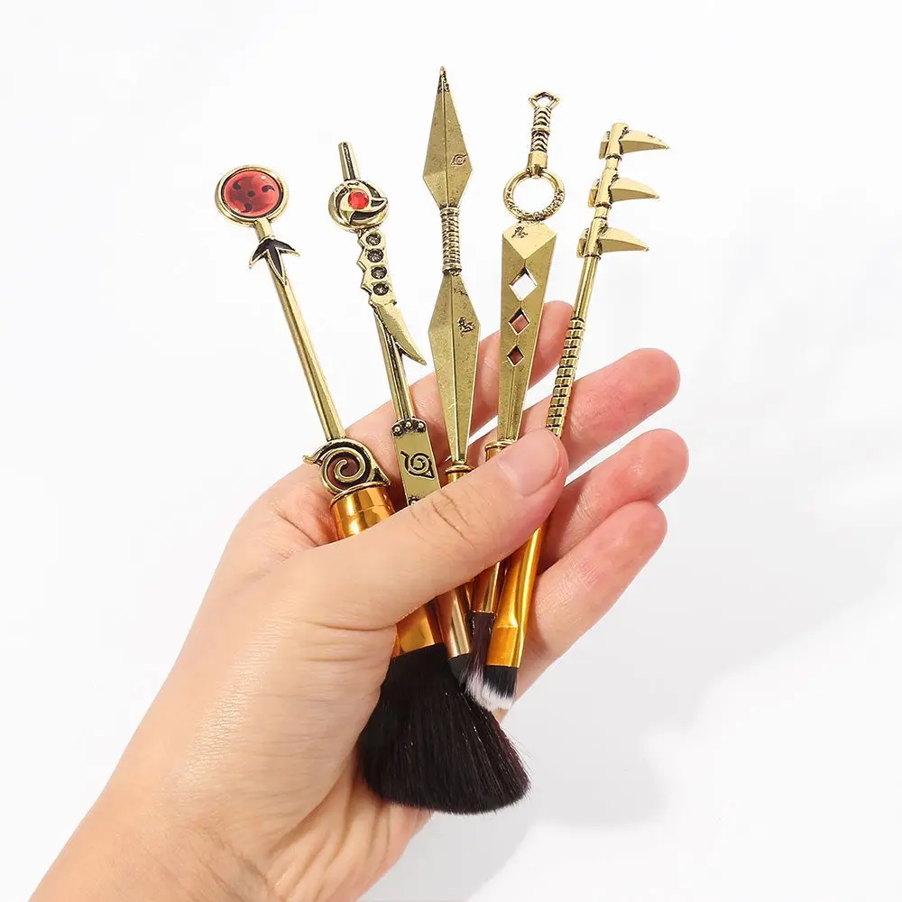 Naruto Anime Makeup Brush 5-Piece Set - Kunai & Sharingan Themed Loose Powder & Eyeshadow Brushes Cosplay Beauty Tools view 4
