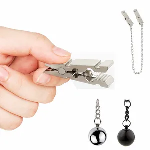 大人ゲームカップルのためのウェイトボール付き金属乳首クランプのセックスおもちゃ 8ベストセールスメタル拘束 -№7