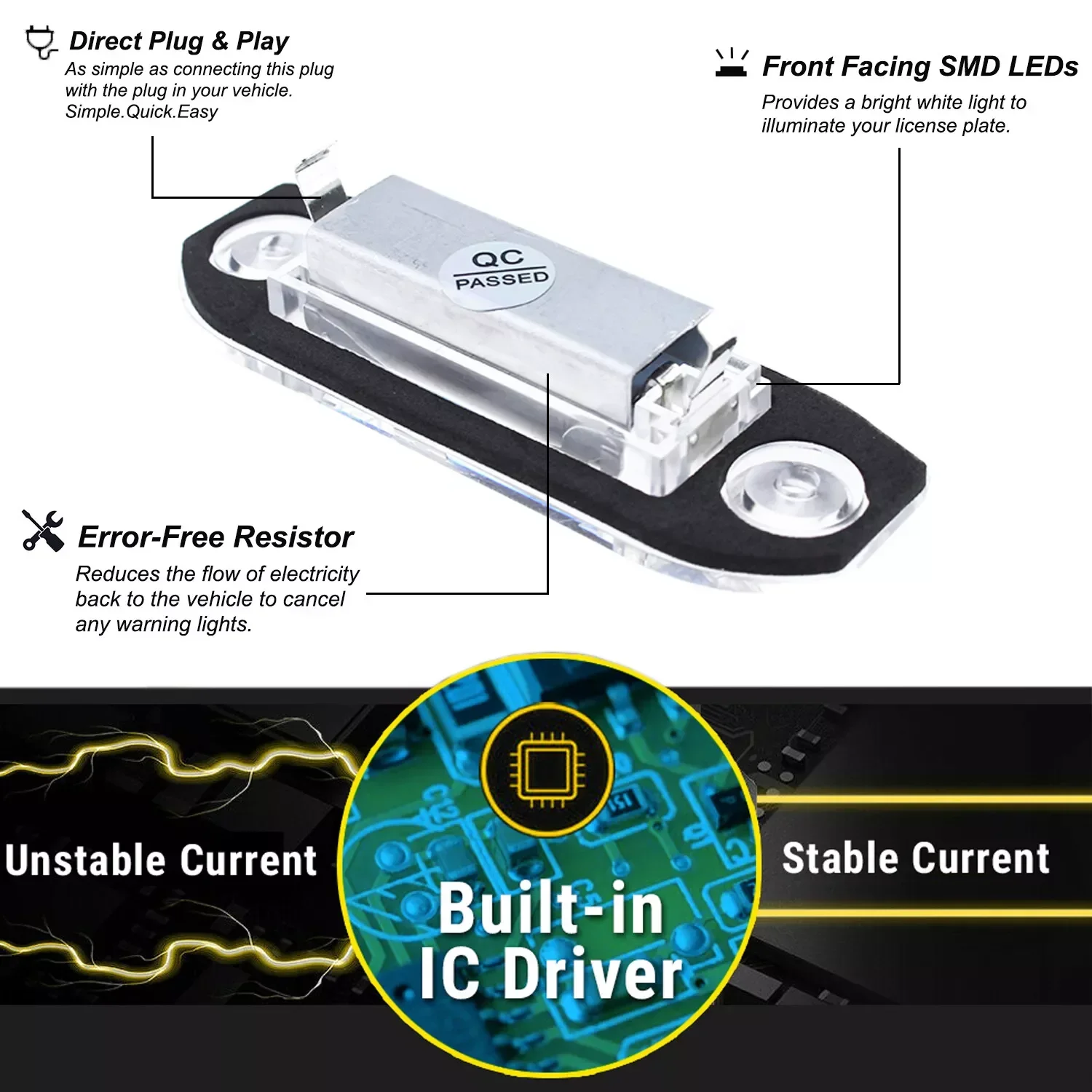 2PCS Xenon White OEM-Fit Full LED License Plate Light For Volvo S80 XC90 S40 V60 XC60 S60 C70 XC70 V70 Car-Styling Number Lamp