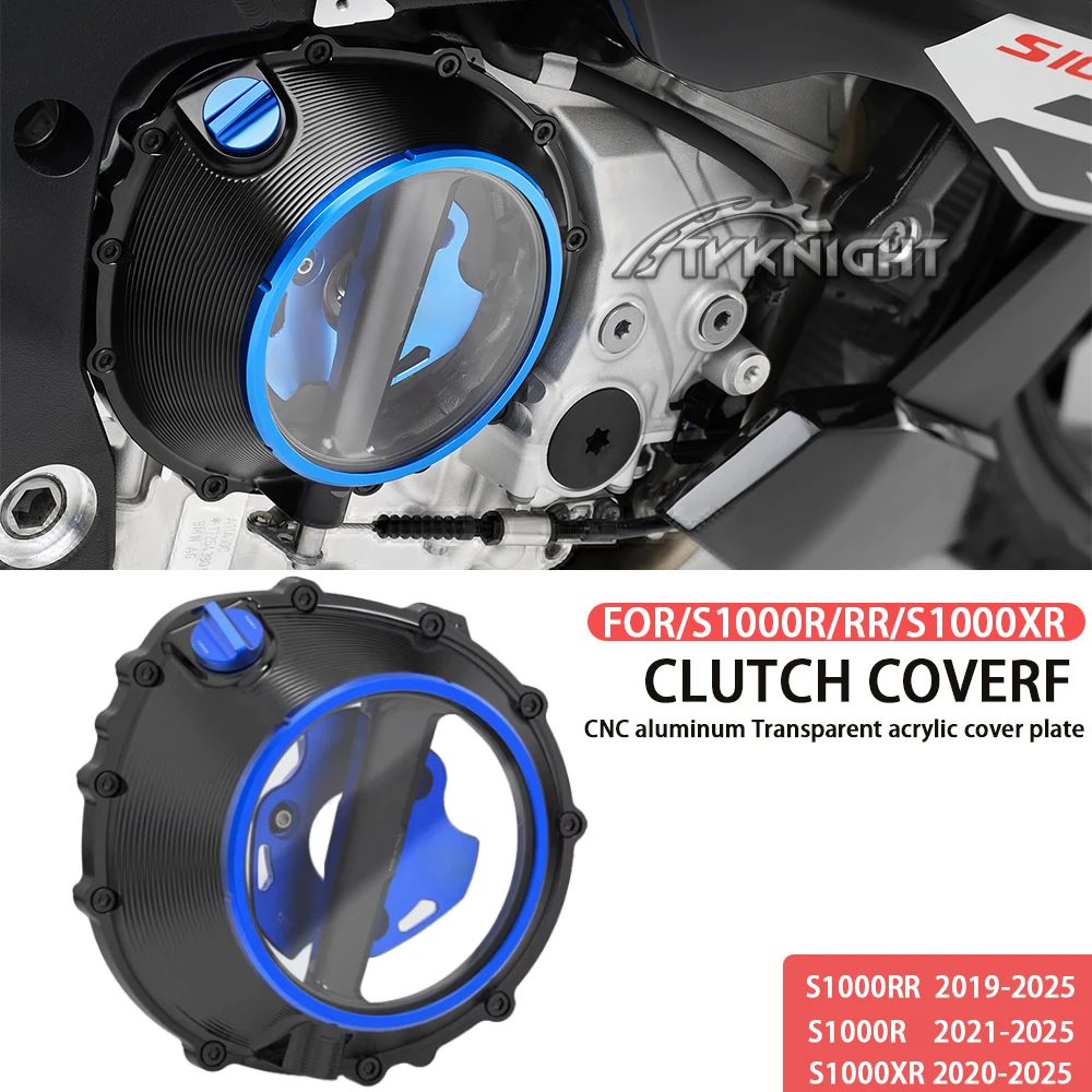 

For BMW S1000RR/S1000R S1000XR 2019-2025 S 1000 R RR XR M1000R/XR Motorcycle Engine Cover Transparent Clutch Cover CNC Aluminum