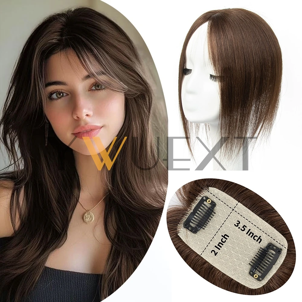 

5x9cm Human Hair Piece Topper Injected Silk Skin Base Topper Toupee Natural Scalp Clip In Hairpiece no Bangs for Women 12"-14"