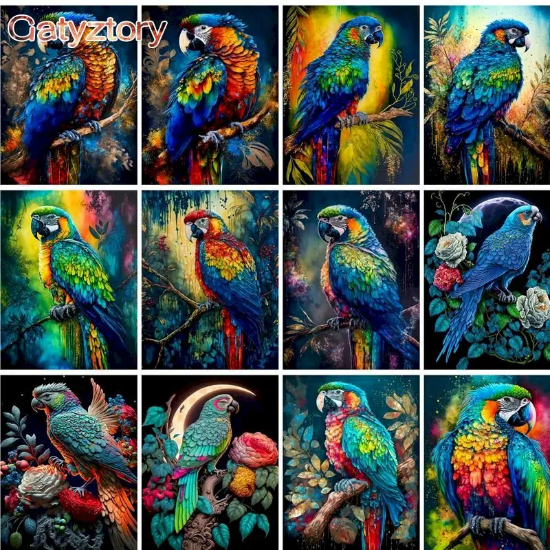 

GATYZTORY Painting By Numbers Animals DIY For Adults Hand Painted Acrylic Home Decor Coloring By Numbers Parrot Wall Art Picture