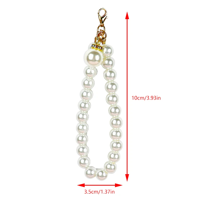 Pearl Chains Key Pendant With Drill Bag Accessories Mobile Car Accessories Earphone Cover Decoration Creativity